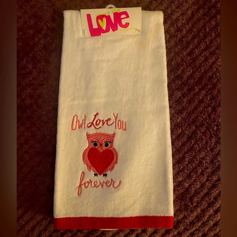 🩷🦉NWT! Kohls “Owl Love You Forever”- Valentines Day Hand Towel🦉🩷